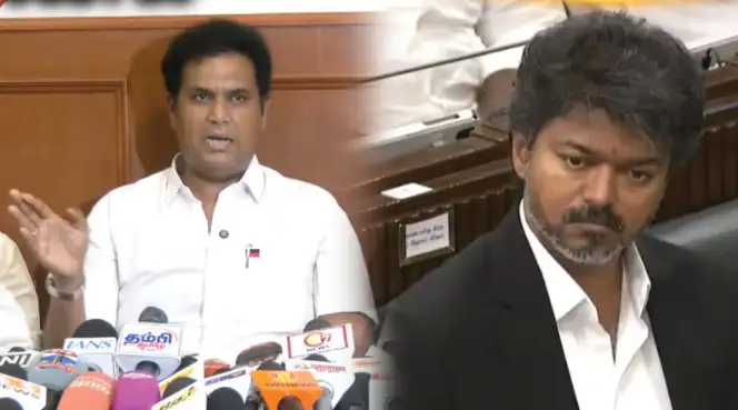 முன்னாள் அமைச்சர் டி.ஆர்.பி.ராஜா செய்தியாளர்களிடம் பேசுகிறார்