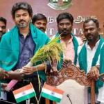 முதலமைச்சர் விஜய்க்கு நெற்கதிர்களை வழங்கும் பரந்தூர் விவசாயிகள்