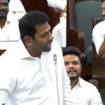 அமைச்சர் ஆதவ் அர்ஜூனா செய்தியாளர் சந்திப்பில் பேசுகிறார்