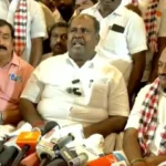 அதிமுக முன்னாள் அமைச்சர் ஆர்.பி.உதயகுமார் செய்தியாளர்களை சந்திக்கும் காட்சி