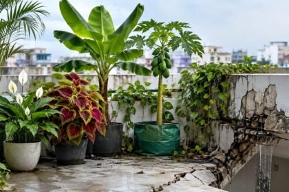 மாடித்தோட்டத்தில் செடிகள் வளர்க்கப்படுவது