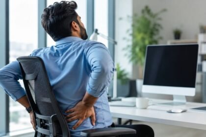 நாற்காலியில் அமர்ந்து வேலை செய்யும் நபர்