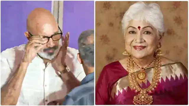 நடிகர் சத்யராஜ் மூத்த நடிகை சௌகார் ஜானகியின் உடலுக்கு அஞ்சலி செலுத்துகிறார்