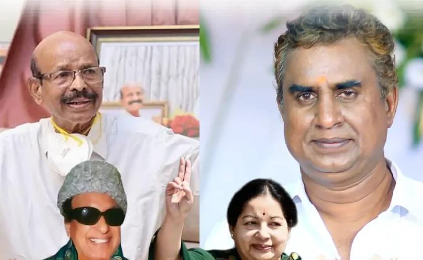 முன்னாள் அமைச்சர் பொன்னையன் செய்தியாளர்களிடம் பேசுகிறார்