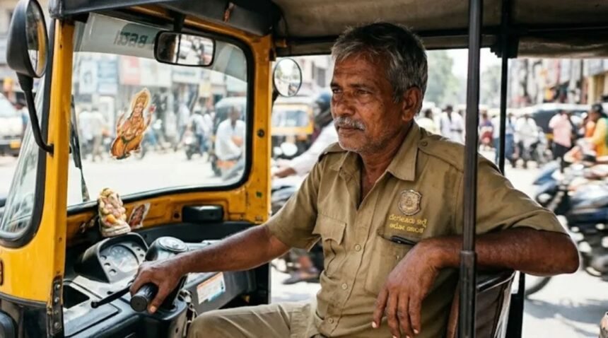 வாகனம் ஓட்டும் ஓட்டுநர் ஒருவரின் கைகள் ஸ்டீயரிங் மீது இருப்பது போன்ற படம்