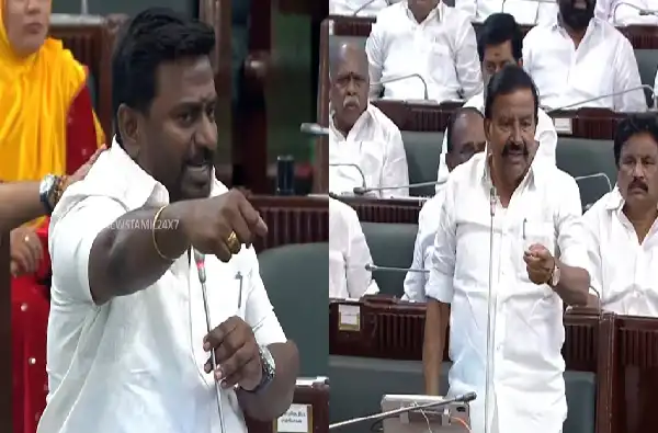 தமிழக சட்டப்பேரவையில் உறுப்பினர்கள் விவாதிக்கும் காட்சி