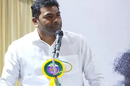 அமைச்சர் ஆதவ் அர்ஜுனா உரை நிகழ்த்துகிறார்