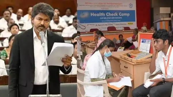 மக்கள் நல்வாழ்வுத் துறை அமைச்சர் அருண்ராஜ் அறிவிப்பை வெளியிடுகிறார்