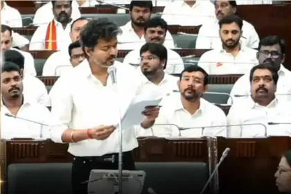 தமிழக முதல்வர் விஜய் தமிழ்த்தாய் வாழ்த்து பாடலை பாடுகிறார்