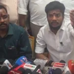 இந்து சமய அறநிலையத்துறை அமைச்சர் ரமேஷ் செய்தியாளர்களிடம் பேசுகிறார்