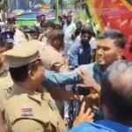 தஞ்சையில் சாலை மறியலில் ஈடுபட்ட விசிகவினர் மற்றும் காவலரை தாக்கிய இளைஞர்