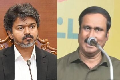 பாமக நிறுவனர் அன்புமணி ராமதாஸ் செய்தியாளர்களை சந்திக்கும் காட்சி