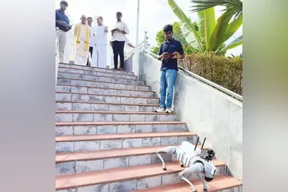 திருப்பதி மலைப்பாதையில் பக்தர்களுக்கு பாதுகாப்பு அளிக்கும் ரோபோ நாய்