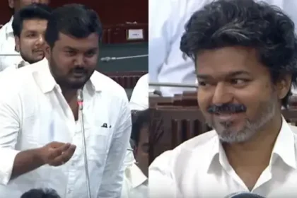 சட்டமன்றத்தில் பேசும் முதல்வர் விஜய் மற்றும் தவெக எம்.எல்.ஏ.