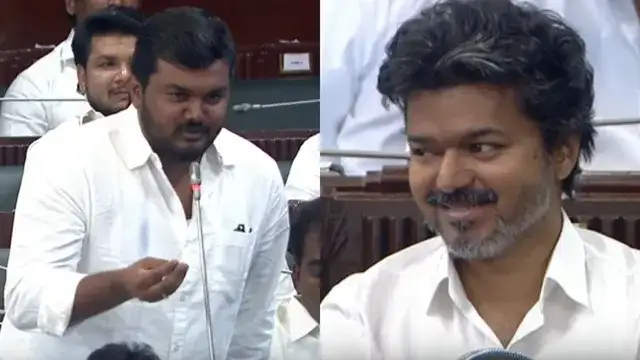 சட்டமன்றத்தில் பேசும் முதல்வர் விஜய் மற்றும் தவெக எம்.எல்.ஏ.