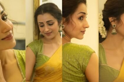 நடிகை த்ரிஷா தலைமைச் செயலக கொடியேற்ற விழாவில் பங்கேற்றபோது எடுக்கப்பட்ட புகைப்படம்