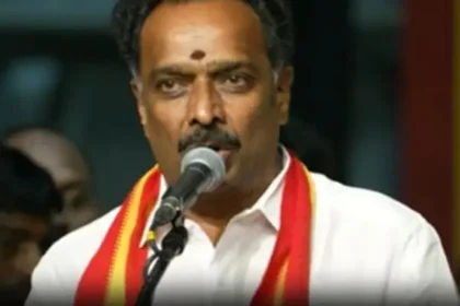 முன்னாள் அமைச்சர் எம்.ஆர்.விஜயபாஸ்கர் பொதுக்கூட்டத்தில் பேசுகிறார்