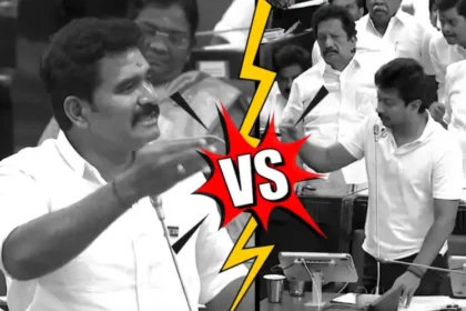 சட்டப்பேரவையில் விவாதிக்கும் உதயநிதி ஸ்டாலின் மற்றும் நிர்மல்குமார்