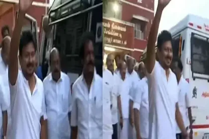 எதிர்க்கட்சித் தலைவர் உதயநிதி ஸ்டாலின் காவல் நிலையத்திற்குள் செல்கிறார்