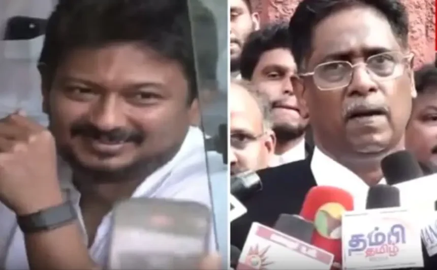 திமுக மூத்த வழக்கறிஞர் என்.ஆர். இளங்கோ செய்தியாளர்களை சந்திக்கும் காட்சி