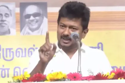 திமுக எதிர்க்கட்சித் தலைவர் உதயநிதி ஸ்டாலின் செய்தியாளர் சந்திப்பில் பேசுகிறார்