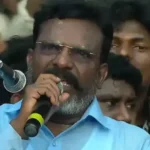 விசிக தலைவர் திருமாவளவன் உரை நிகழ்த்துகிறார்