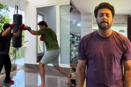 நடிகர் விஜய் உடற்பயிற்சி செய்யும் காட்சி