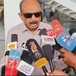 மதிமுக பொதுச்செயலாளர் வைகோ செய்தியாளர்களிடம் பேசுகிறார்