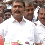 விளாத்திகுளம் எம்.எல்.ஏ மார்க்கண்டேயன் செய்தியாளர்களிடம் பேசுகிறார்