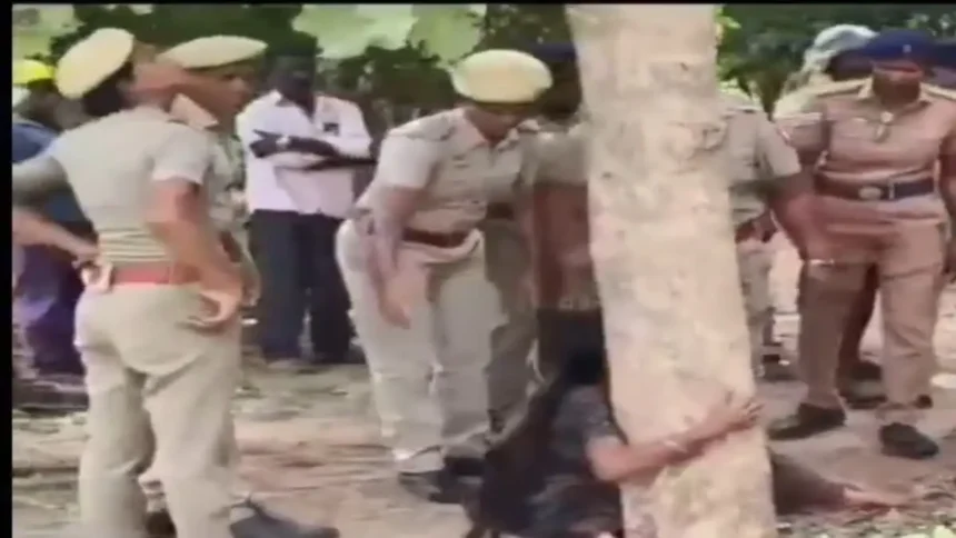 மரங்களை கட்டிப்பிடித்து அழுத விவசாயி செல்வி