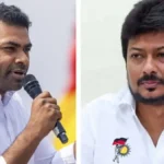 அமைச்சர் ஆதவ் அர்ஜூனா செய்தியாளர் சந்திப்பில் பேசுகிறார்
