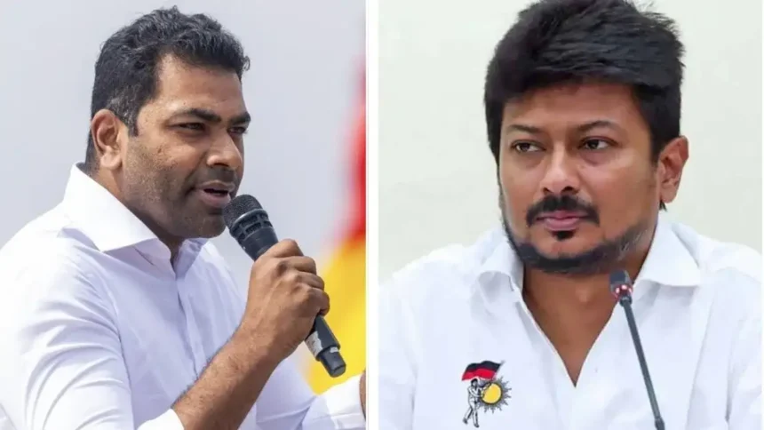 அமைச்சர் ஆதவ் அர்ஜூனா செய்தியாளர் சந்திப்பில் பேசுகிறார்