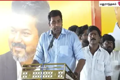 அமைச்சர் ஆதவ் அர்ஜூனா பொதுக்கூட்டத்தில் பேசுகிறார்