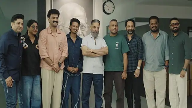 நடிகர் கமல் ஹாசன் படக்குழுவினரை சந்தித்து வாழ்த்துதல்
