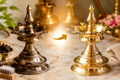பளபளப்பான பித்தளை விளக்கு