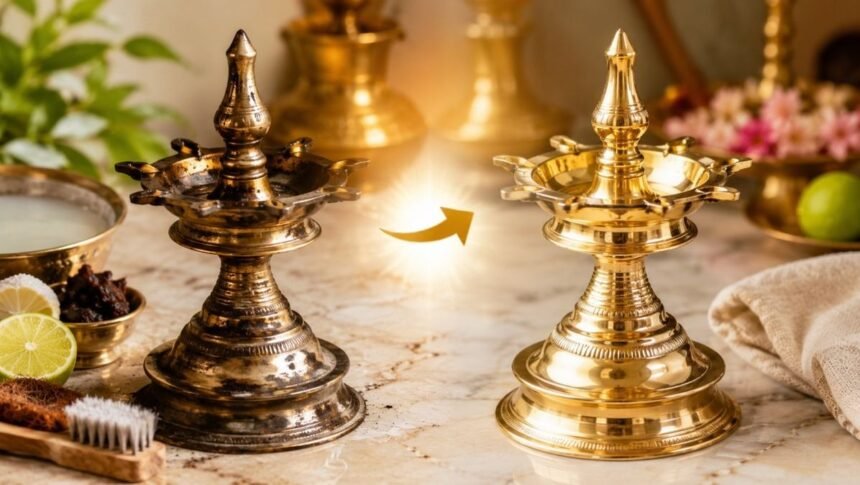 பளபளப்பான பித்தளை விளக்கு