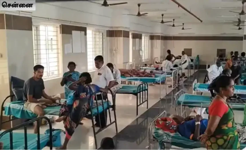 சென்னை மாநகராட்சி ஊழியர்கள் கொசு ஒழிப்பு பணியில் ஈடுபடும் காட்சி