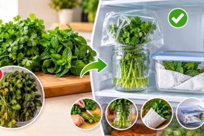 புதிதாக வைக்கப்பட்ட கொத்தமல்லி மற்றும் புதினா கீரைகள்