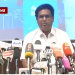 முன்னாள் அமைச்சர் டிஆர்பி ராஜா செய்தியாளர்களிடம் பேசுகிறார்