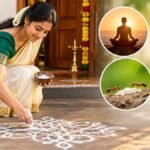 அதிகாலையில் வாசலில் கோலம் போடும் பெண்