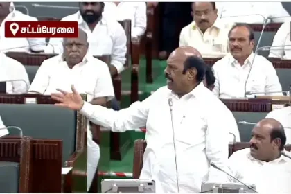 முன்னாள் அமைச்சர் எ.வ.வேலு சட்டப்பேரவையில் உரையாற்றுகிறார்