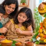 களிமண் அல்லது மஞ்சளால் செய்யப்பட்ட சிறிய விநாயகர் சிலை