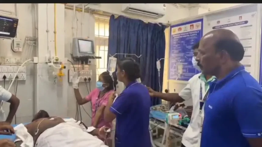 முன்னாள் அமைச்சர் மா.சுப்பிரமணியன் வேடந்தாங்கல் ஏரியில் இளைஞரை மீட்கும் காட்சி