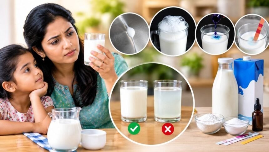 பாலில் கலப்படம் கண்டறியும் சோதனை செய்யும் கை