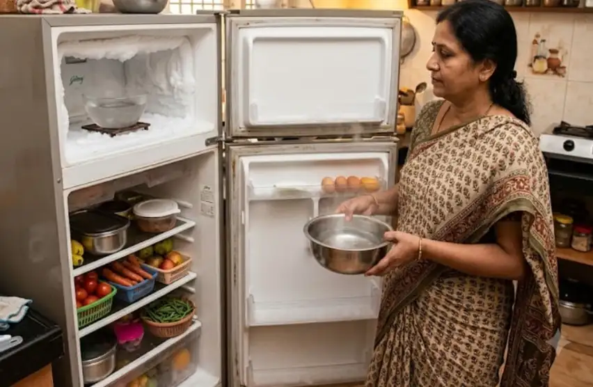 குளிர்சாதனப் பெட்டியில் பால் பாக்கெட் வைக்கும் கை