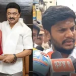 அமைச்சர் ரமேஷ் செய்தியாளர்களிடம் பேசுகிறார்