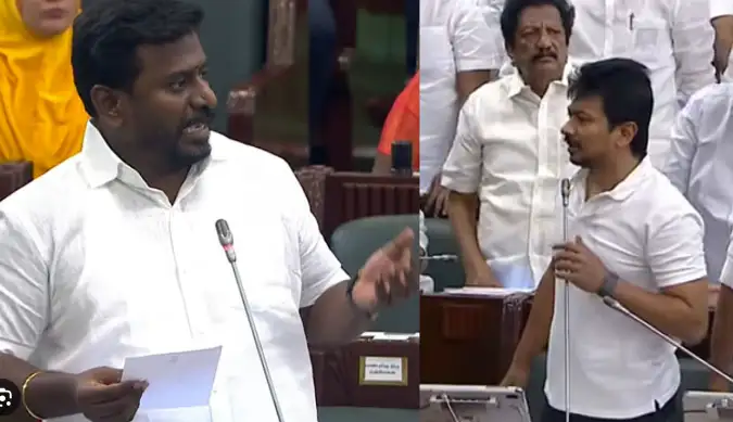 அமைச்சர் ராஜ்மோகன் செய்தியாளர்களை சந்திக்கும் காட்சி