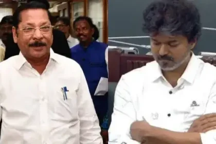 திமுக அமைப்பு செயலாளர் ஆர்.எஸ்.பாரதி பொதுக்கூட்டத்தில் பேசுகிறார்
