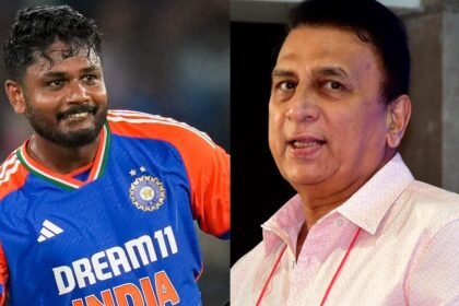 இந்திய கிரிக்கெட் வீரர் சஞ்சு சாம்சன் பேட்டிங் செய்வது