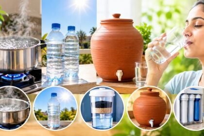 சுத்தமான குடிநீர் வழங்கும் பாட்டில் மற்றும் கண்ணாடி